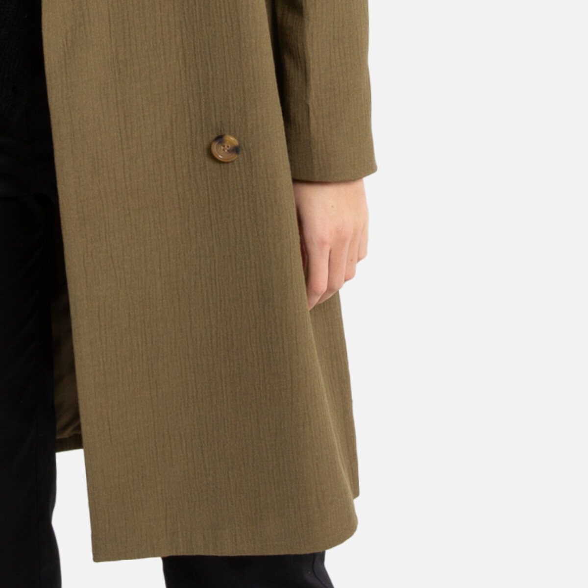 Пальто La Redoute Легкое на двубортной застежке средней длины 44 (FR) - 50 (RUS) зеленый, размер 44 (FR) - 50 (RUS) Легкое на двубортной застежке средней длины 44 (FR) - 50 (RUS) зеленый - фото 3