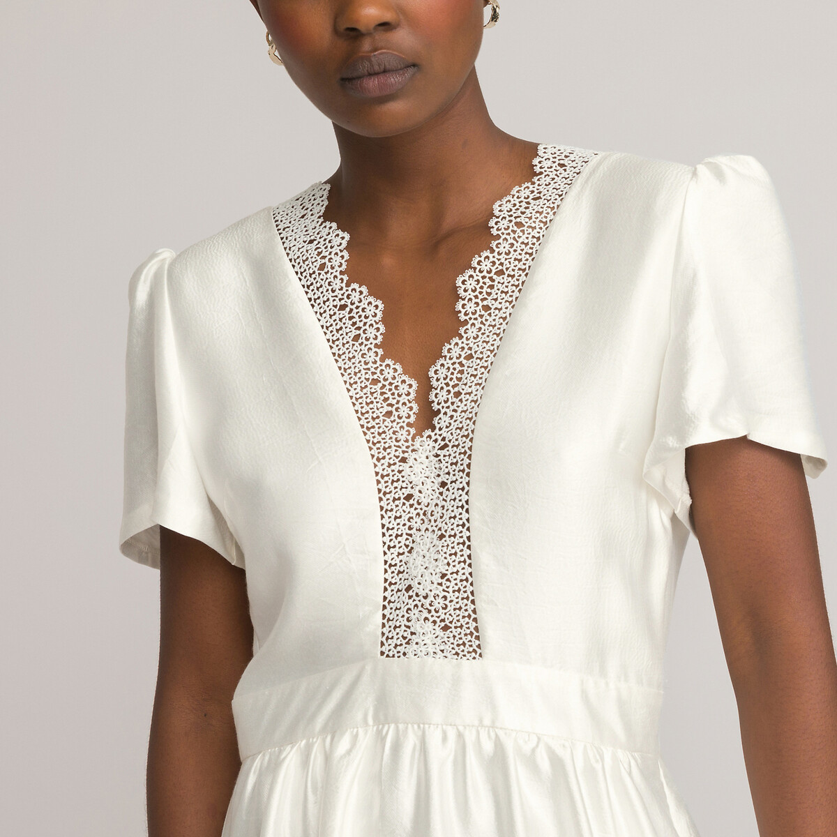 Платье-миди LA REDOUTE COLLECTIONS Свадебное изготовлено во Франции 50 белый, размер 50 - фото 4