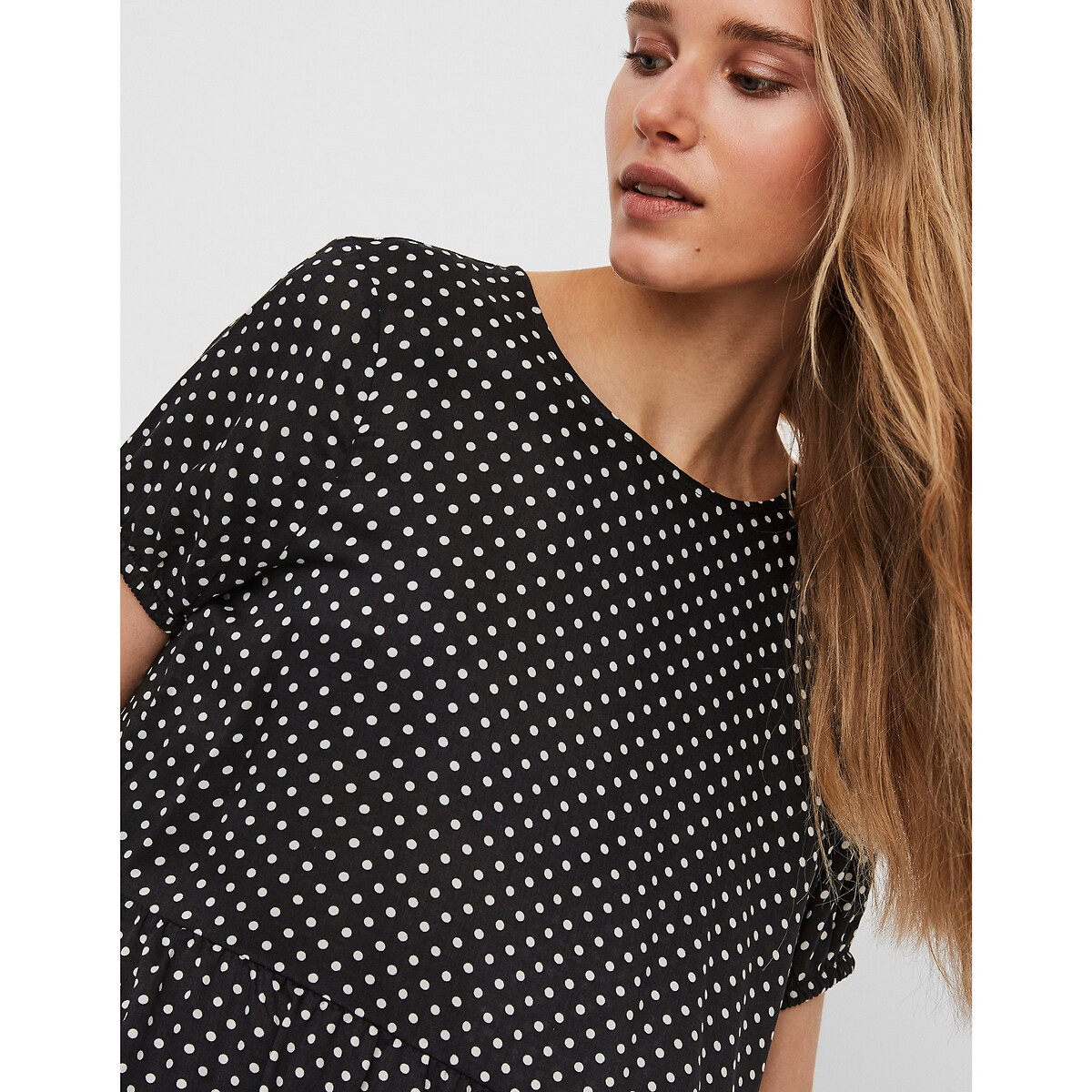 

Блузка LaRedoute, Черный, В горошек с короткими рукавами M черный