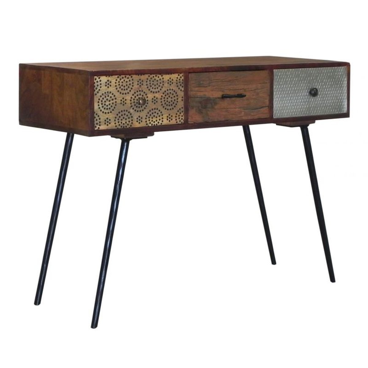 Console 3 tiroirs Patchwork en bois exotique 110x40x80cm PATCHOULI
