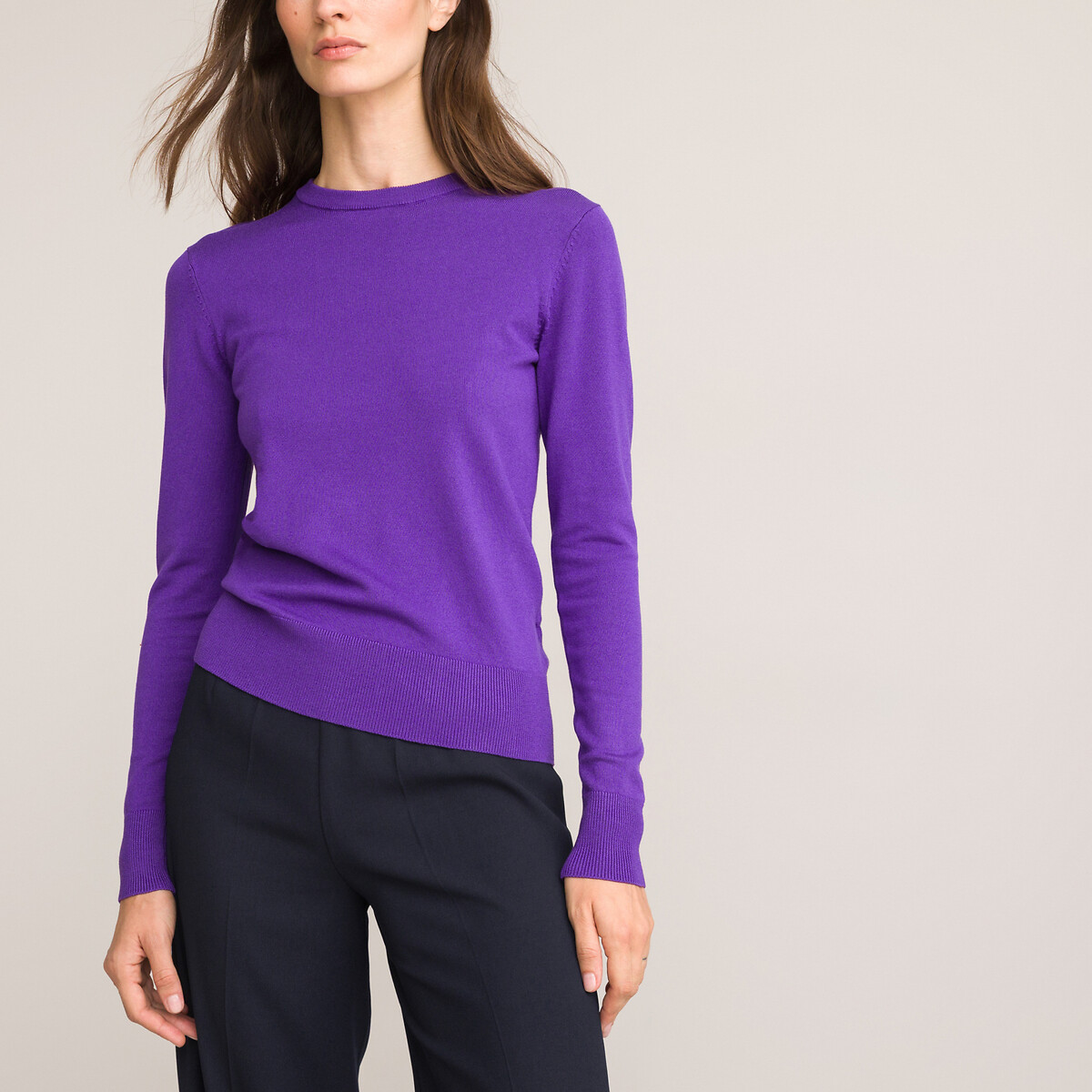 Пуловер Базовый с длинными рукавами XXL фиолетовый LaRedoute, размер XXL - фото 5
