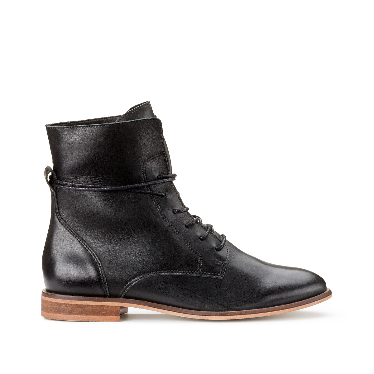 Кожаные LaRedoute Ботинки на шнуровке 38 черный, размер 38 - фото 1
