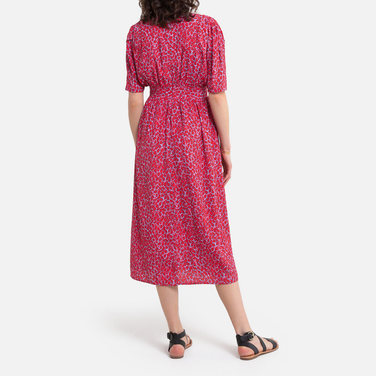 Платье La Redoute Длинное с запахом с принтом 1(S) красный, размер 1(S) Длинное с запахом с принтом 1(S) красный - фото 4