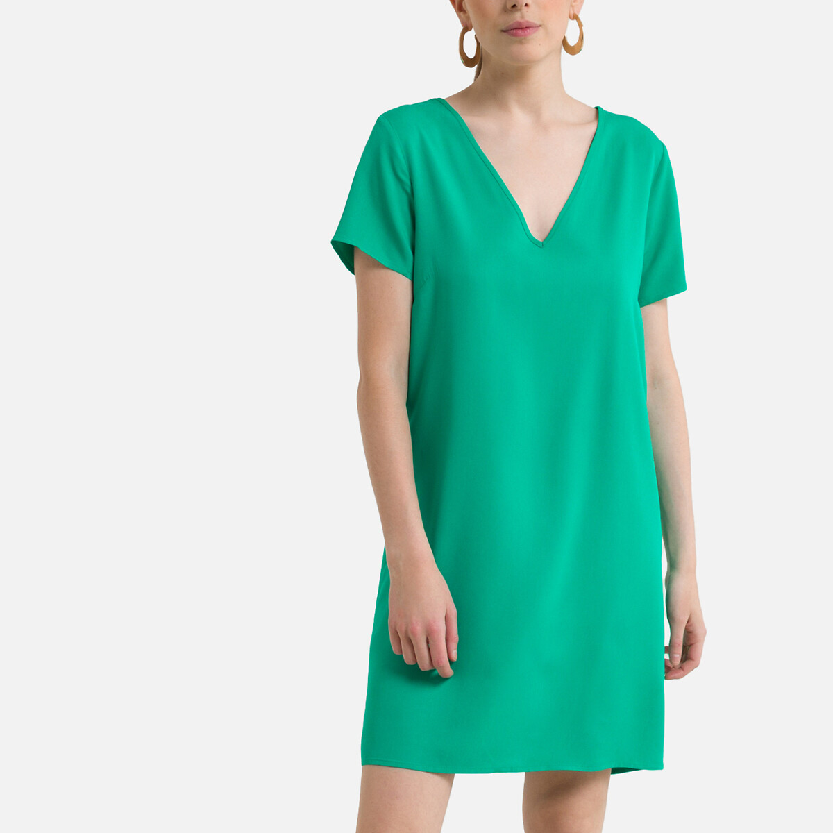 Платье VILA Короткое с V-образным вырезом 42 зеленый, размер 42 - фото 4