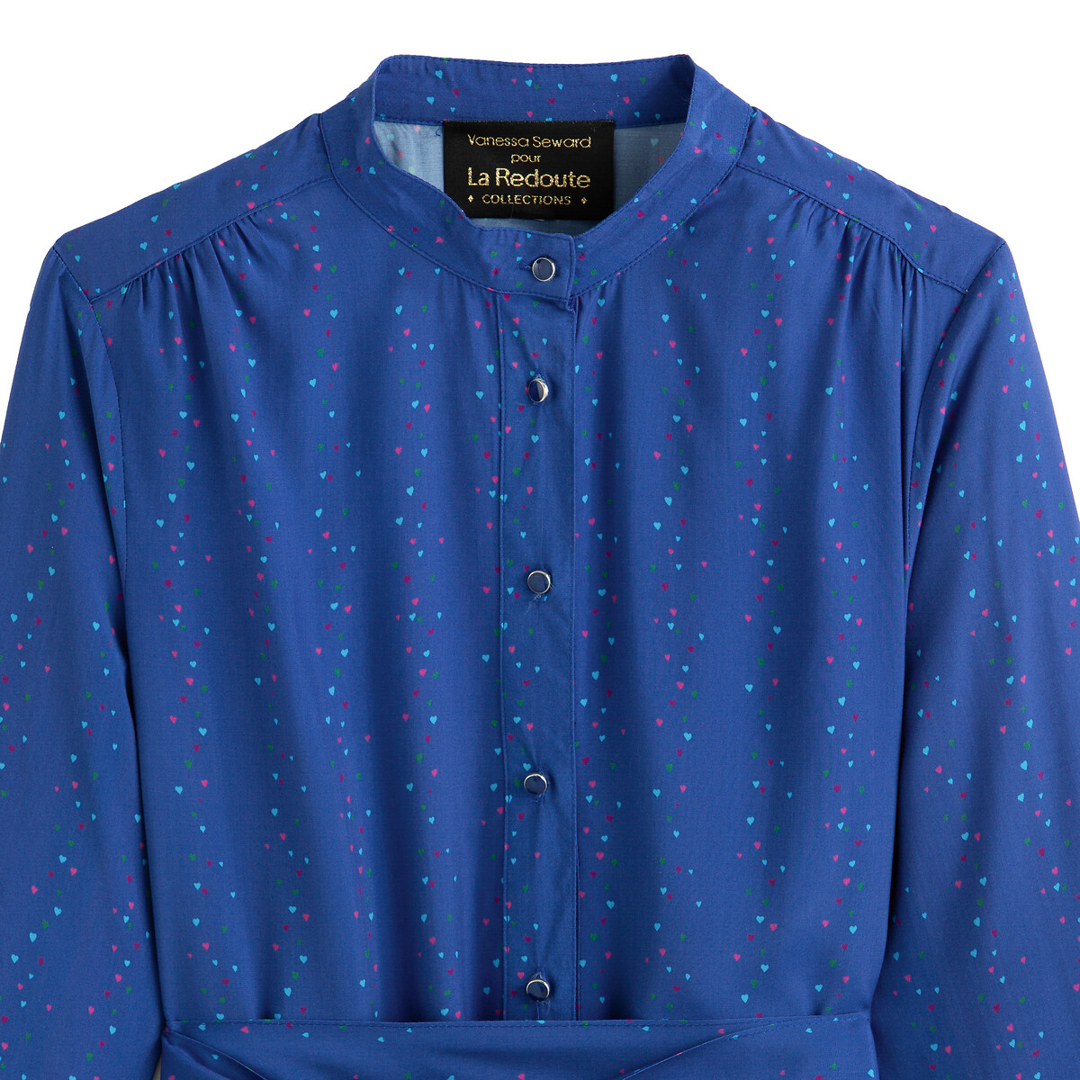 Платье LaRedoute Короткое прямое с длинными рукавами 44 (FR) - 50 (RUS) синий, размер 44 (FR) - 50 (RUS) Короткое прямое с длинными рукавами 44 (FR) - 50 (RUS) синий - фото 3