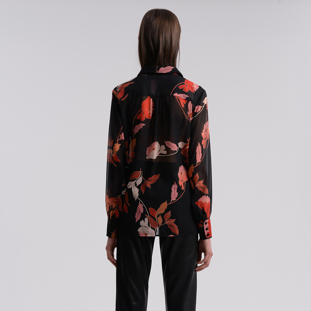 Блузка MOLLY BRACKEN Блузка Струящаяся прозрачная с цветочным принтом M черный, размер M - фото 3