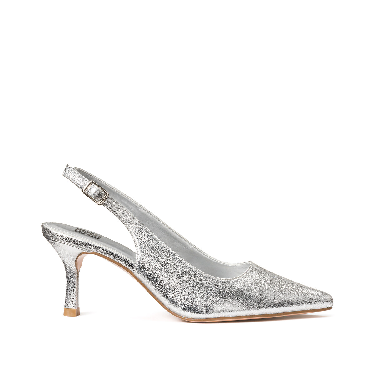 Туфли с металлическим отливом на каблуке-шпильке с ремешком сзади  37 серебристый LaRedoute, размер 37 - фото 1