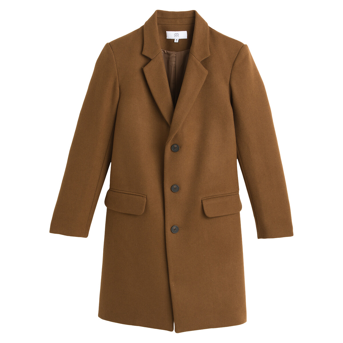 Пальто LaRedoute Средней длины с пиджачным воротником 3XL каштановый, размер 3XL - фото 5