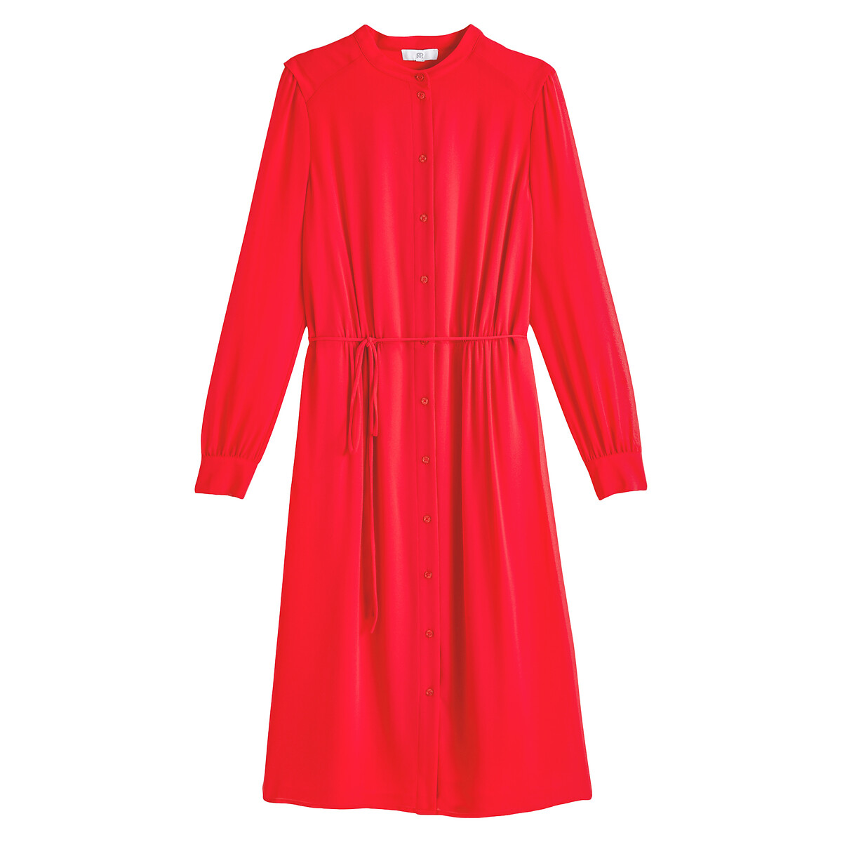 Платье-рубашка LA REDOUTE COLLECTIONS С круглым вырезом и длинными рукавами 58 красный, размер 58 - фото 5