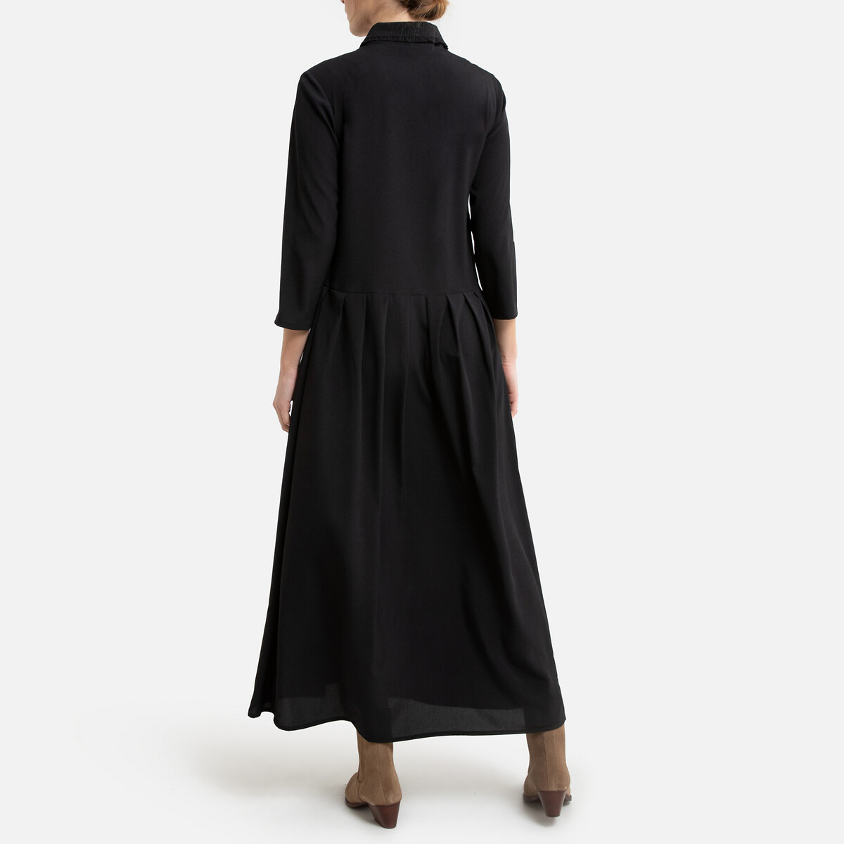Платье LaRedoute Длинное со складками длинные рукава AXELLE L черный, размер L - фото 4