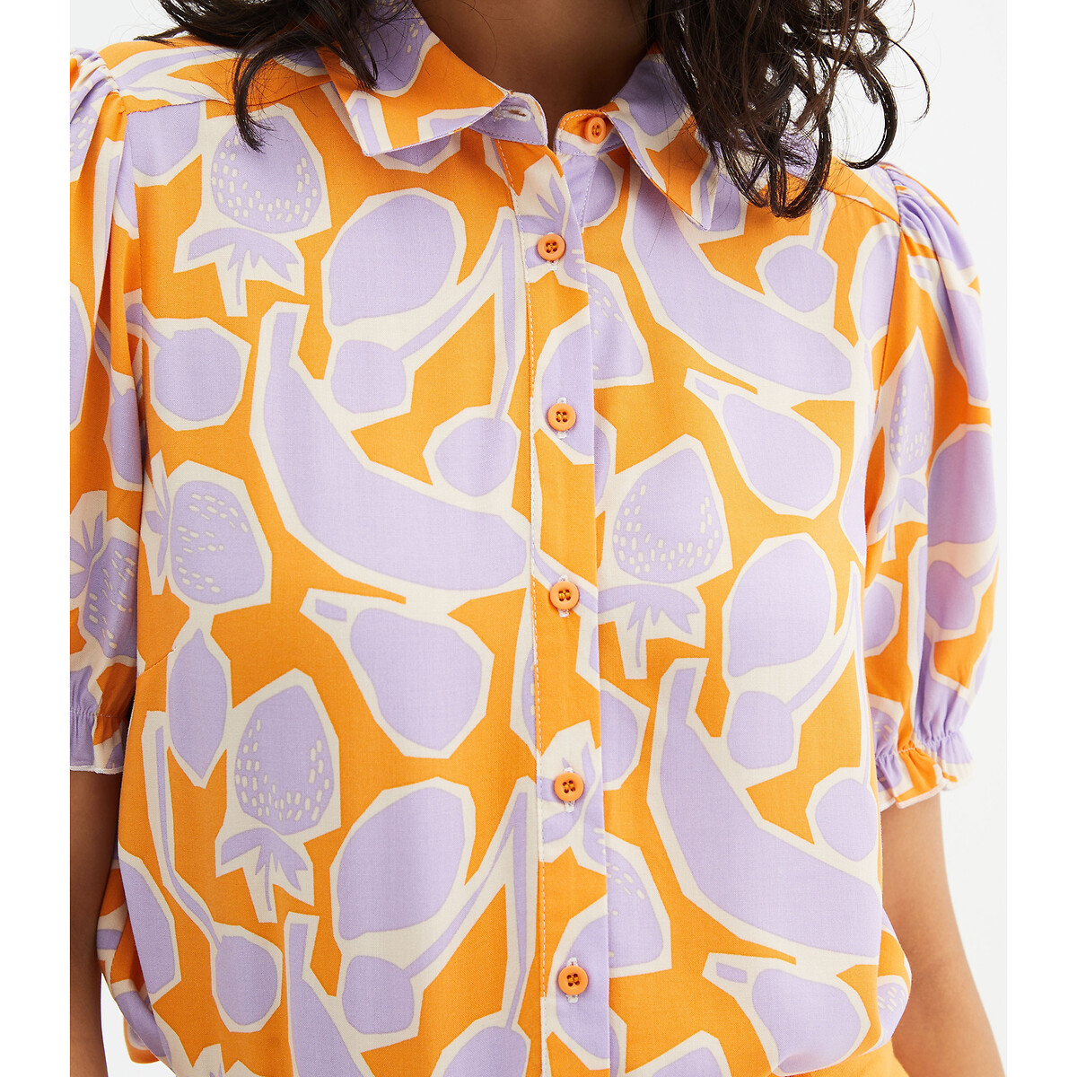 Блузка С принтом и короткими рукавами с напуском S оранжевый LaRedoute, размер S - фото 2