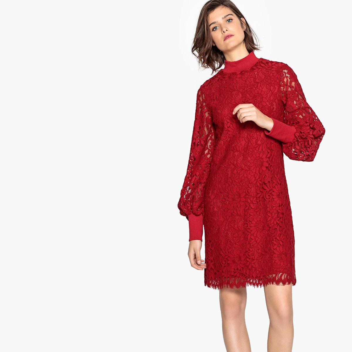

Платье La Redoute, Красный, Из кружева с воротником-стойкой и застежкой на молнию сзади 34 (FR) - 40 (RUS) красный