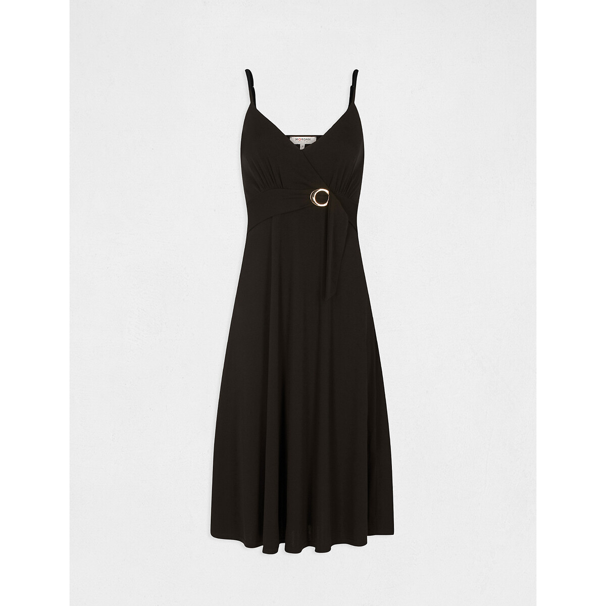 Платье-миди На тонких бретелях с V-образным вырезом 40 черный LaRedoute, размер 40 - фото 5