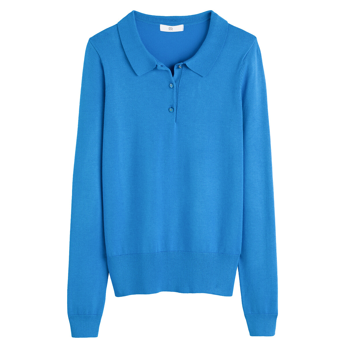 Пуловер С воротником-поло и длинными рукавами из тонкого трикотажа XS синий LaRedoute, размер XS - фото 5
