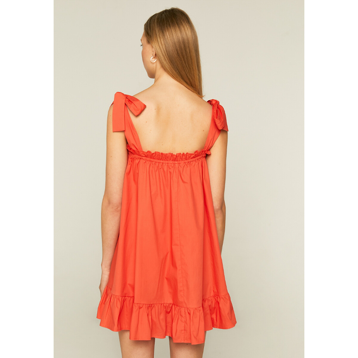 Платье COMPANIA FANTASTICA Короткое на бретелях с воланами S оранжевый, размер S - фото 3