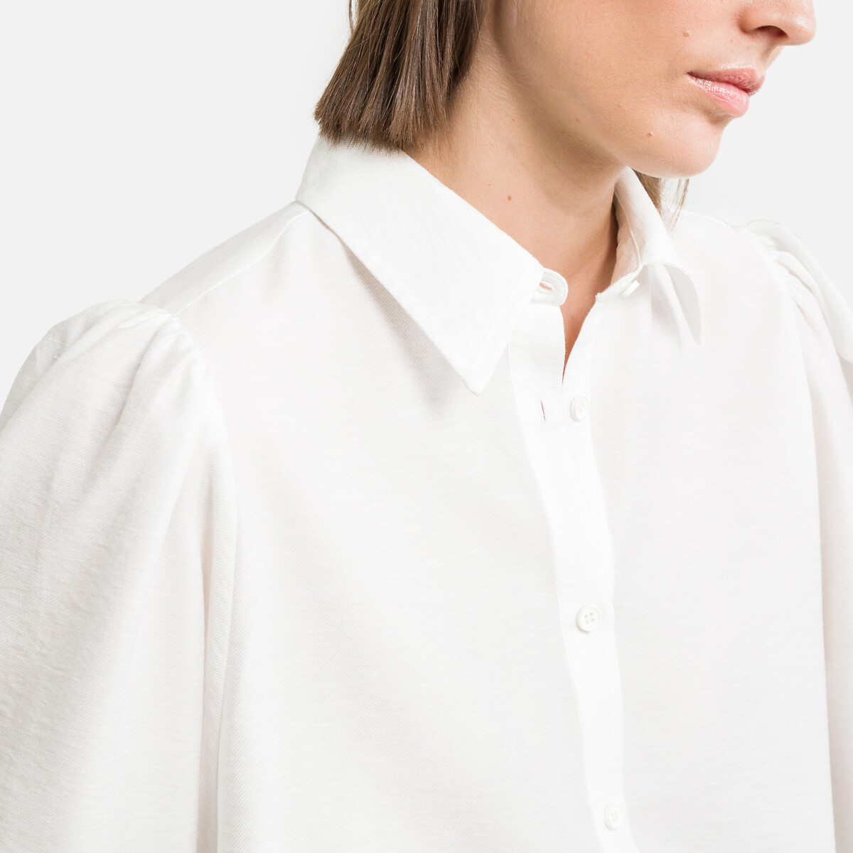 Рубашка Однотонная с длинными рукавами 2(M) белый LaRedoute, размер 2(M) Рубашка Однотонная с длинными рукавами 2(M) белый - фото 3
