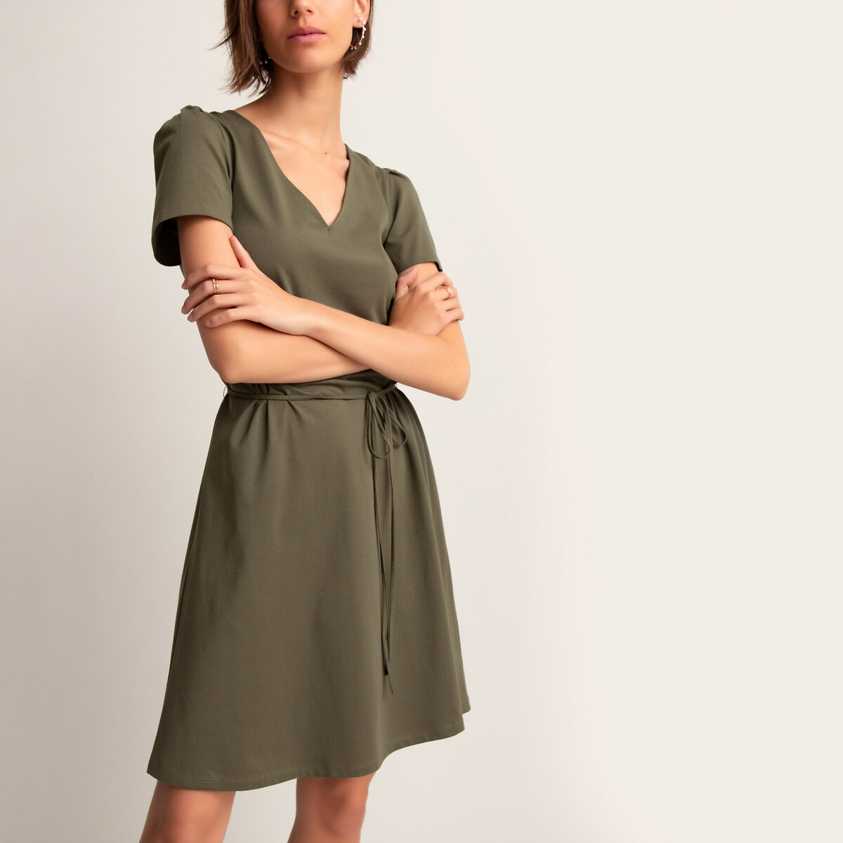 Платье La Redoute Короткое прямое с короткими рукавами XS зеленый, размер XS - фото 2