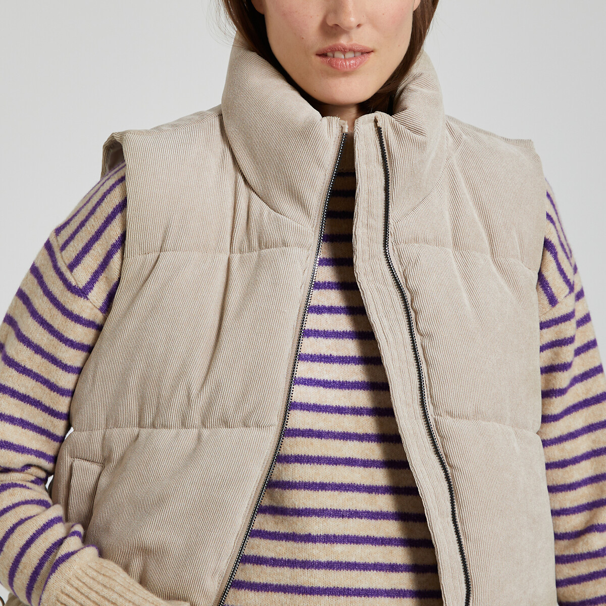 Куртка стеганая без рукавов с воротником-стойкой  XL бежевый LaRedoute, размер XL - фото 1