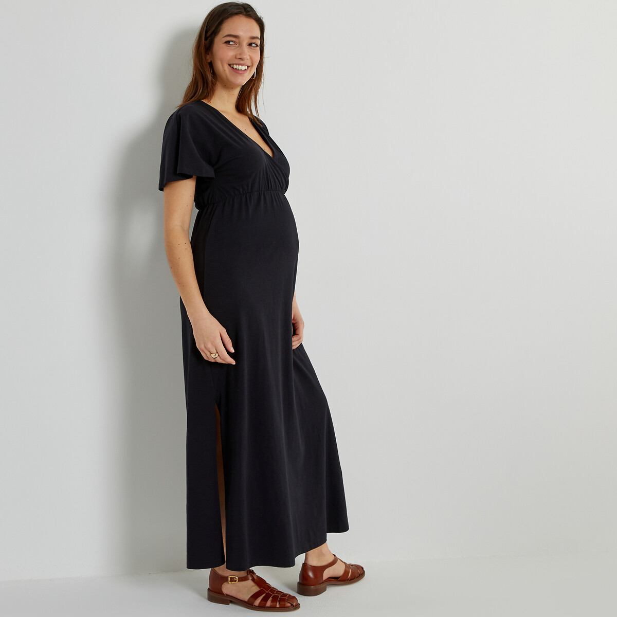 Платье-макси для периода беременности из трикотажа джерси  M черный LaRedoute, размер M
