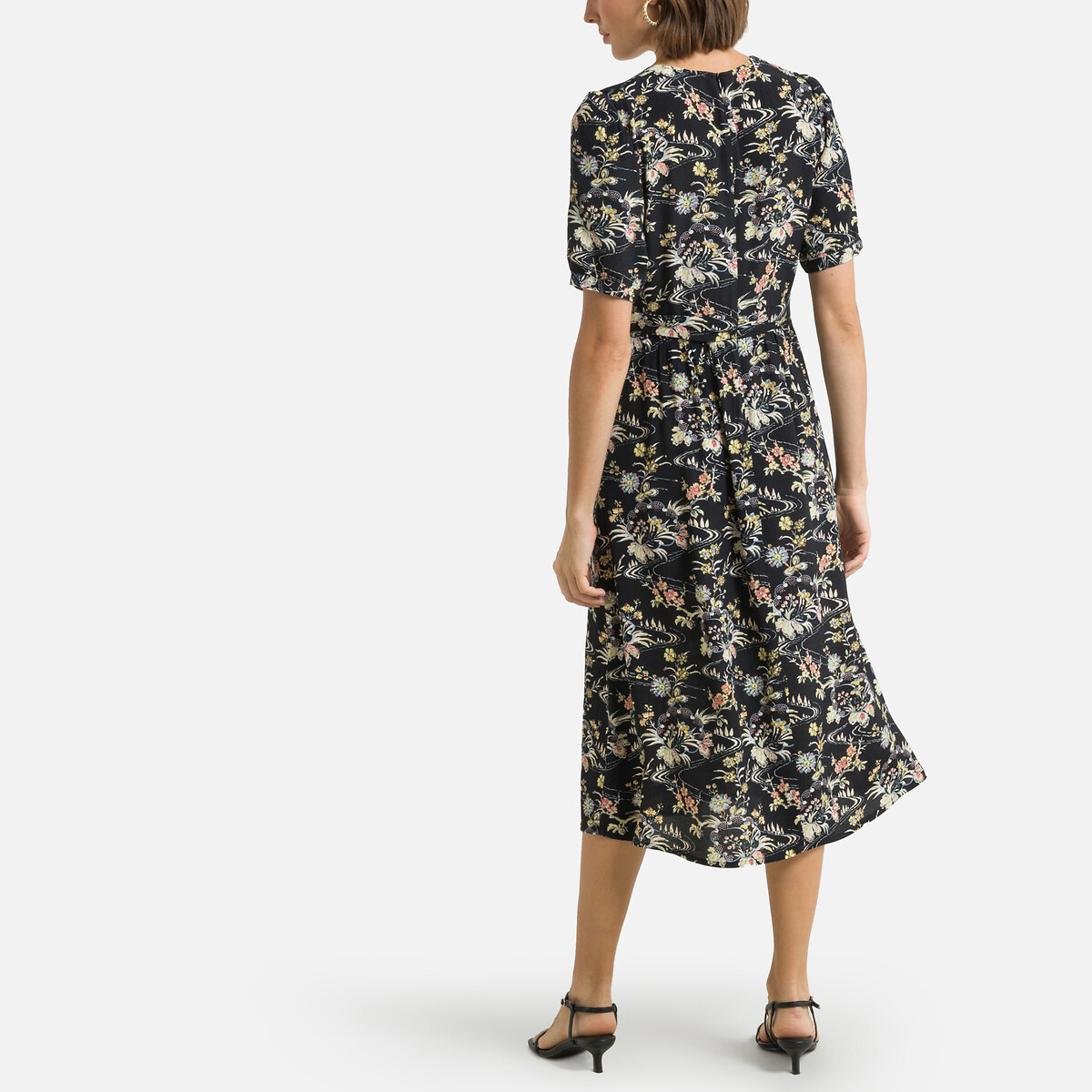 Платье BA&SH Средней длины с принтом с короткими рукавами FLOE 0(XS) черный, размер 0(XS) Средней длины с принтом с короткими рукавами FLOE 0(XS) черный - фото 4
