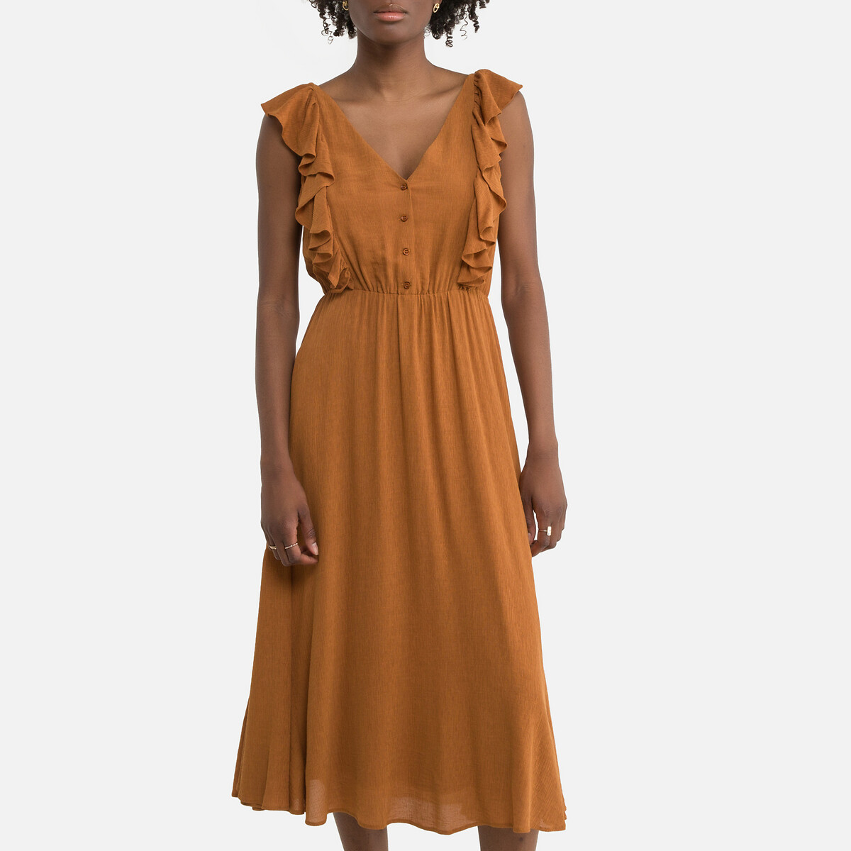 Платье LaRedoute Длинное без рукавов EOLIA M оранжевый, размер M - фото 1