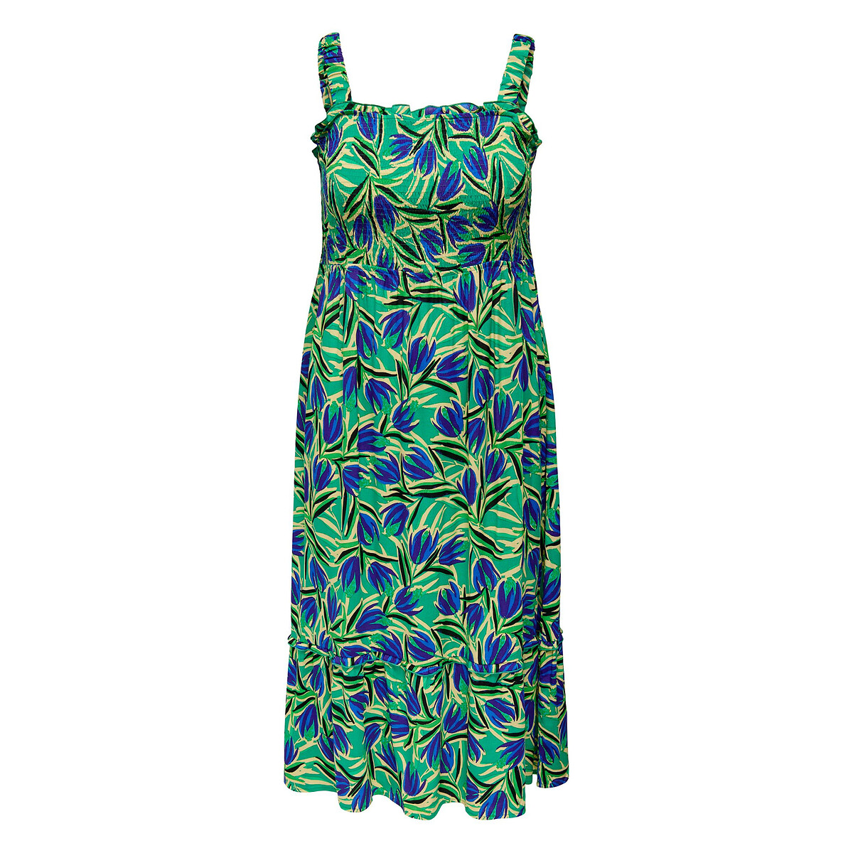 Платье Миди без рукавов с принтом 50 зеленый