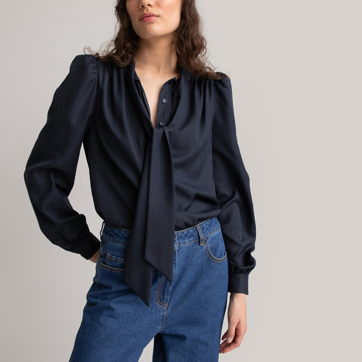 

Блузка LaRedoute, Синий, Блузка с галстуком-бантом и длинными рукавами 40 (FR) - 46 (RUS) синий