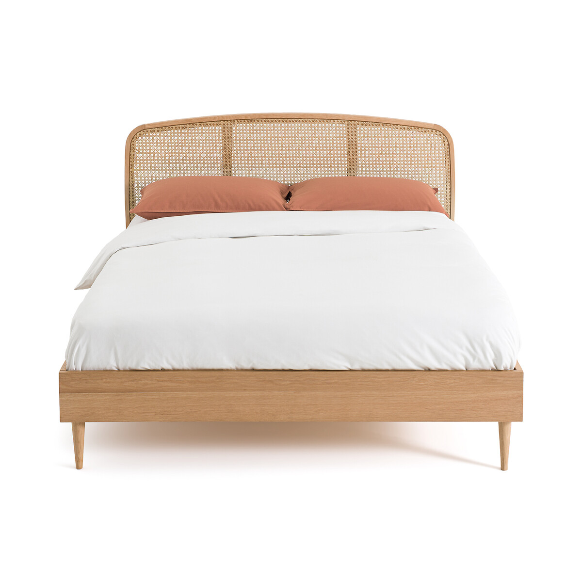 Кровать из дуба и плетеного материала с реечным кроватным основанием Buisseau  140 x 190 см каштановый LaRedoute, размер 140 x 190 см - фото 2
