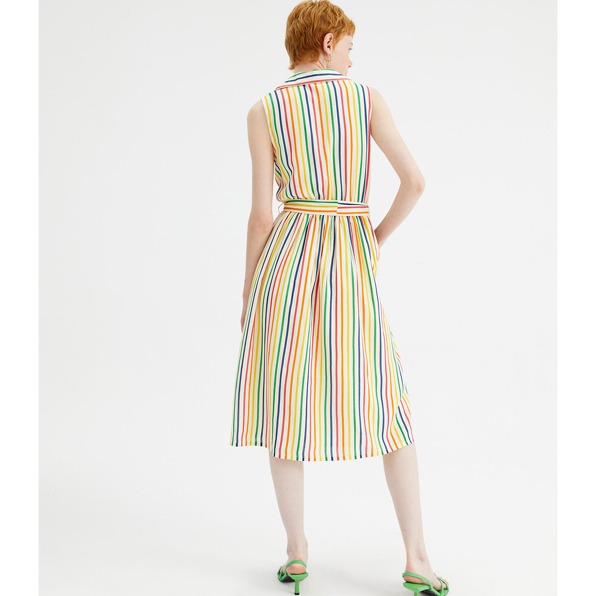 Платье-миди Без рукавов в разноцветную полоску S разноцветный LaRedoute, размер S - фото 3
