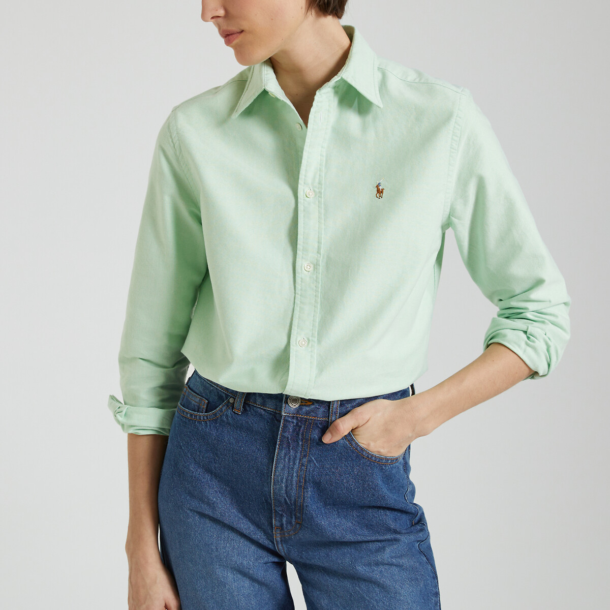 Рубашка с длинными рукавами L зеленый рубашка прямого покроя с длинными рукавами xs белый