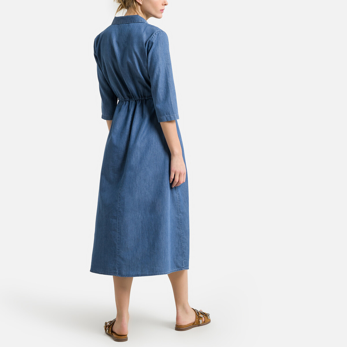 Платье JDY Расклешенное с рукавами 34 42 синий, размер 42 - фото 4