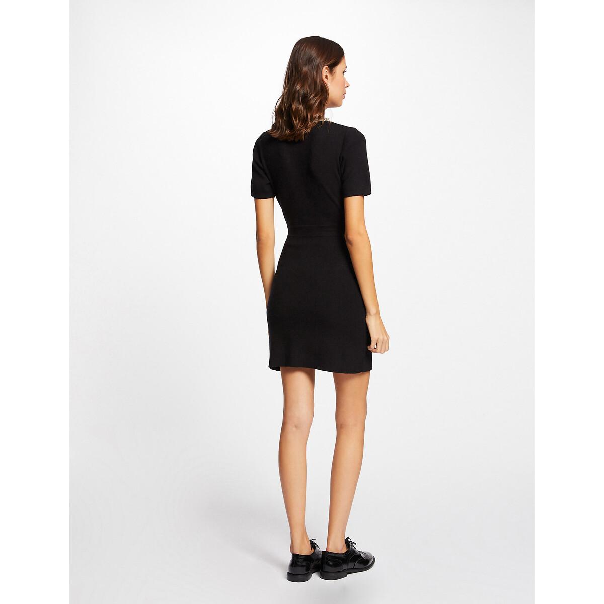 Платье-пуловер MORGAN Приталенное с короткими рукавами L черный, размер L - фото 2