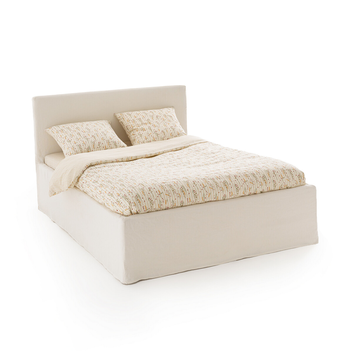 Кровать LaRedoute Со съемным чехлом Kendari 160 x 200 см белый, размер 160 x 200 см - фото 1