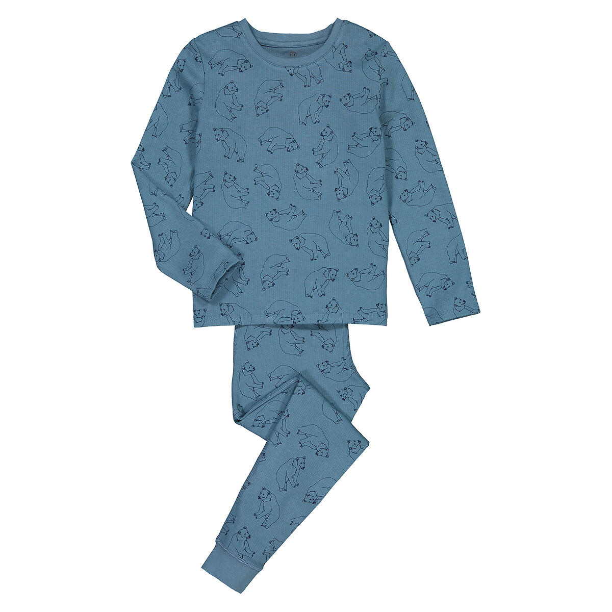 Пижама LaRedoute В рубчик с принтом 3-12 лет 12 лет -150 см синий, размер 12