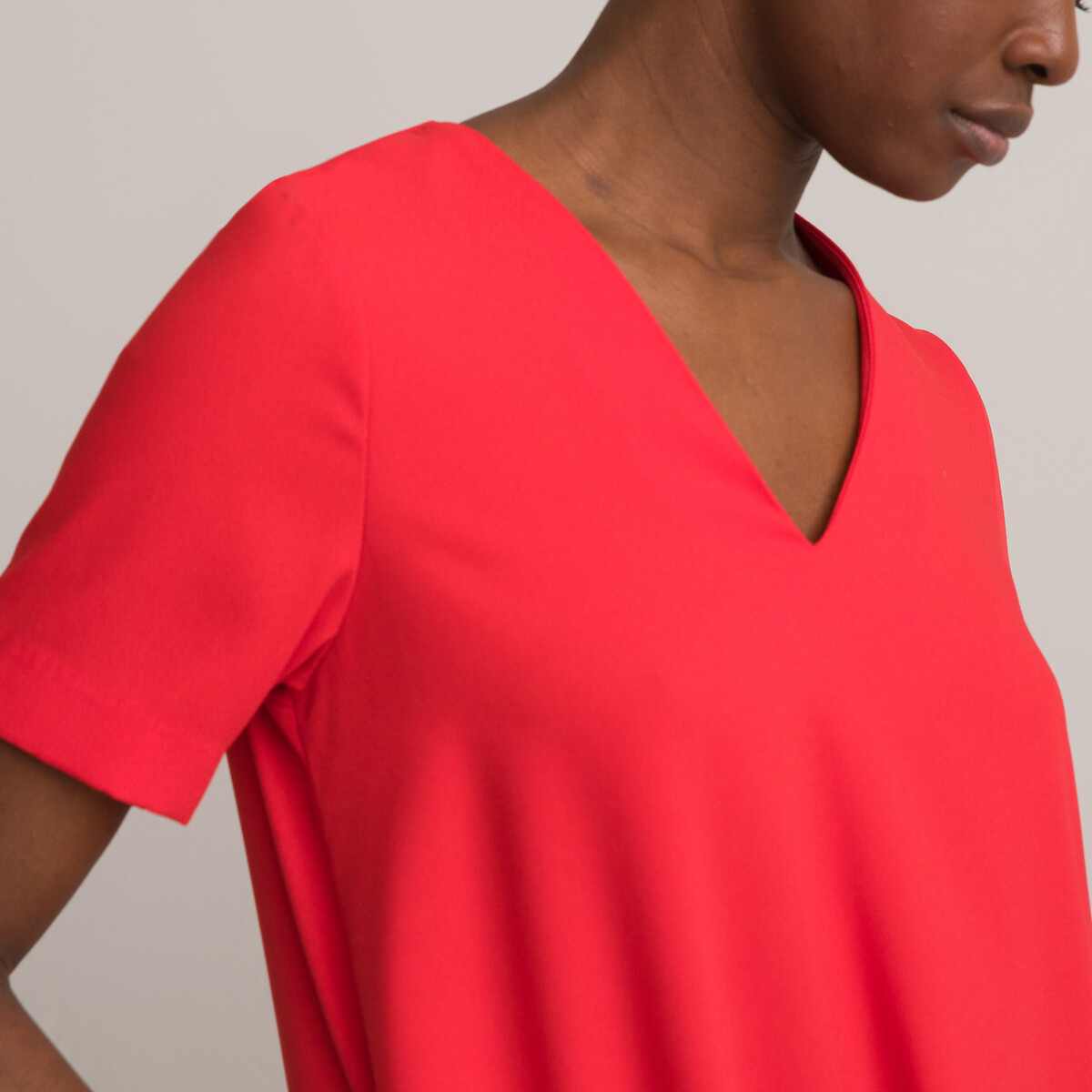 Платье Короткое с V-образным вырезом короткие рукава 58 красный LaRedoute, размер 58 - фото 3
