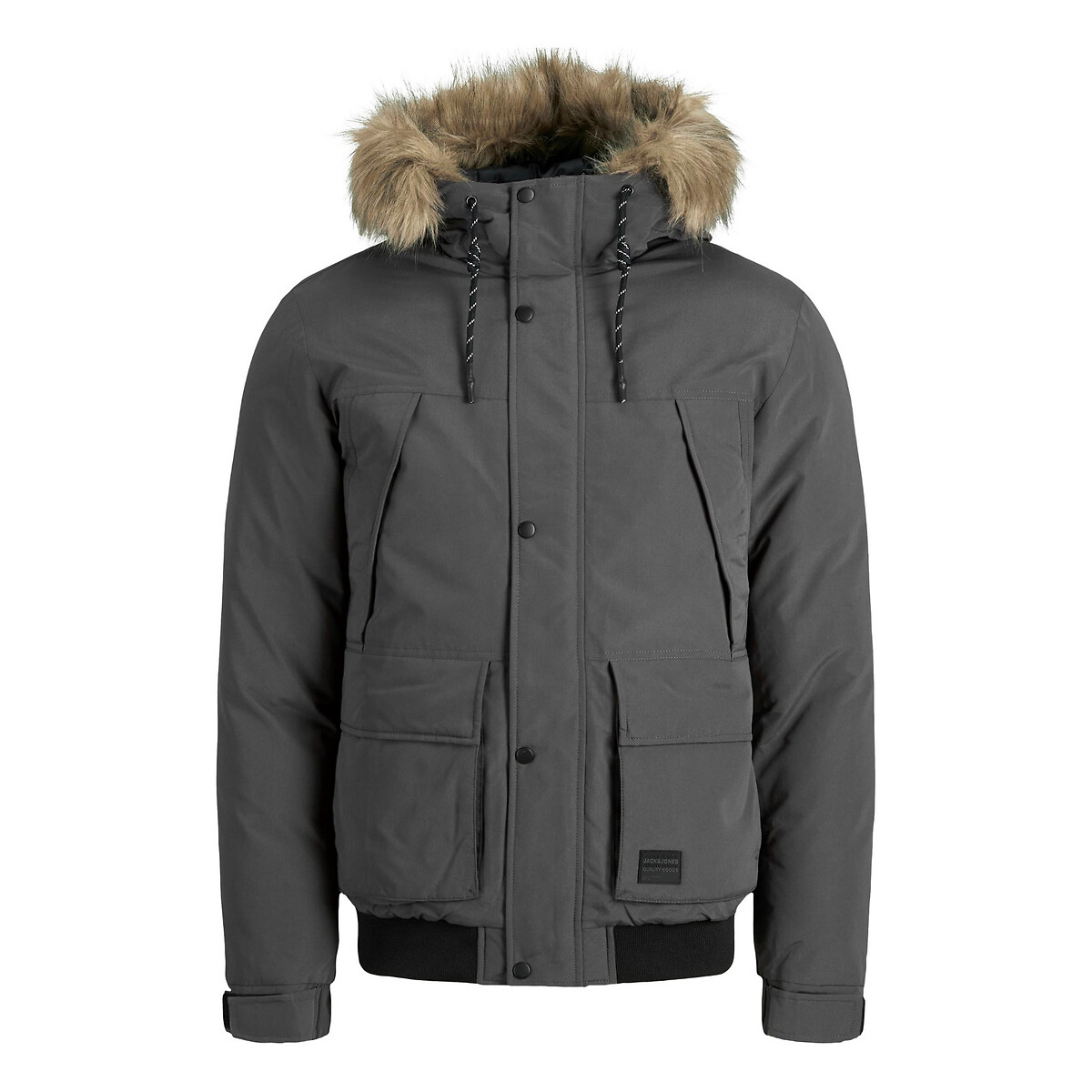 Куртка LaRedoute Утепленная с капюшоном Super Bomber L серый, размер L - фото 1