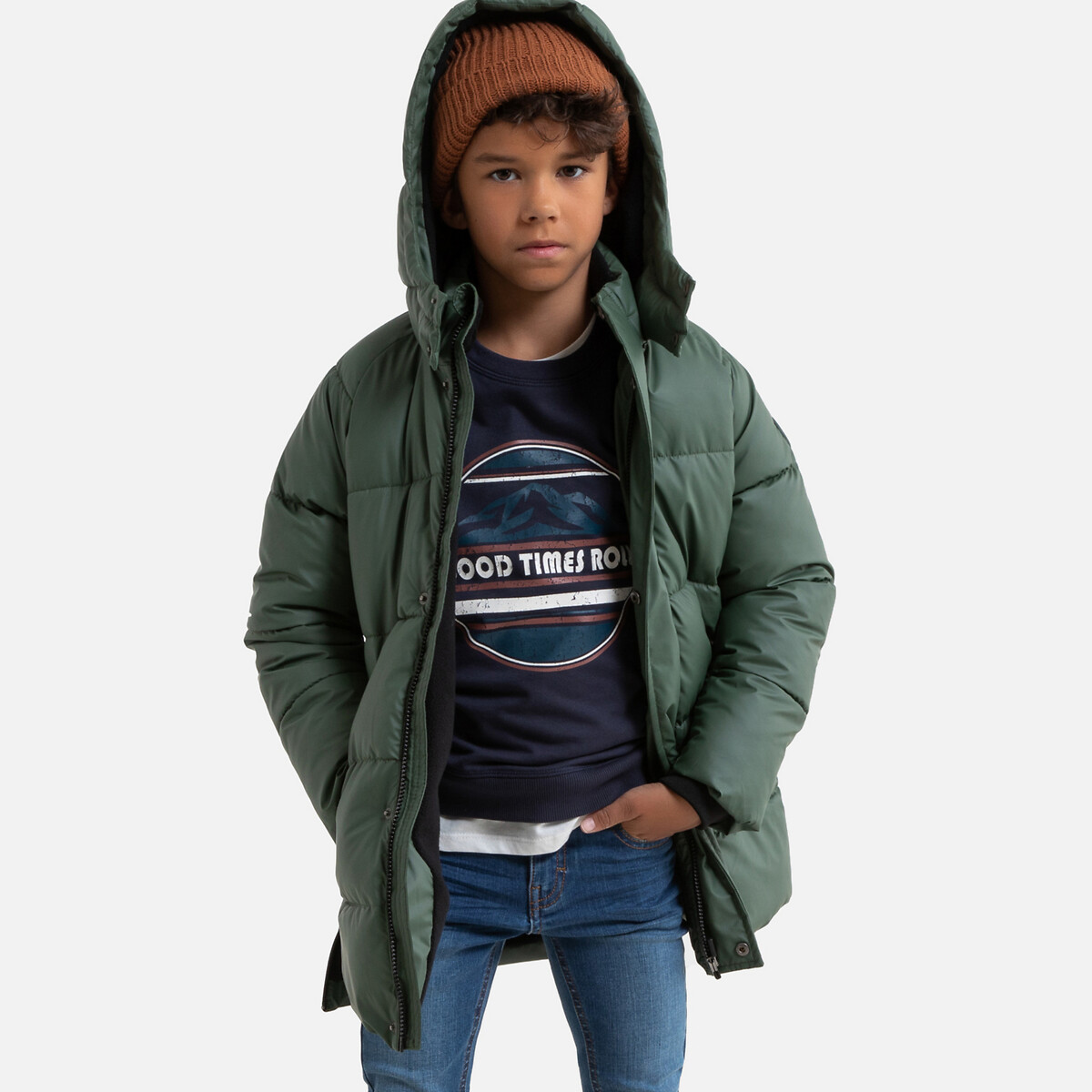 Куртка La Redoute Утепленная с капюшоном 3-12 лет 7 лет - 120 см зеленый, размер 7 лет - 120 см