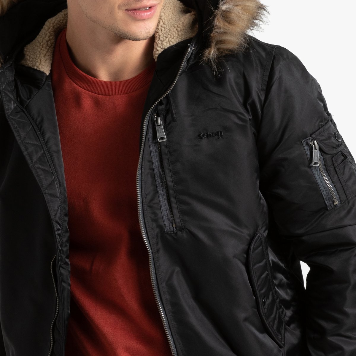 Куртка-бомбер La Redoute С капюшоном NB L черный, размер L - фото 3