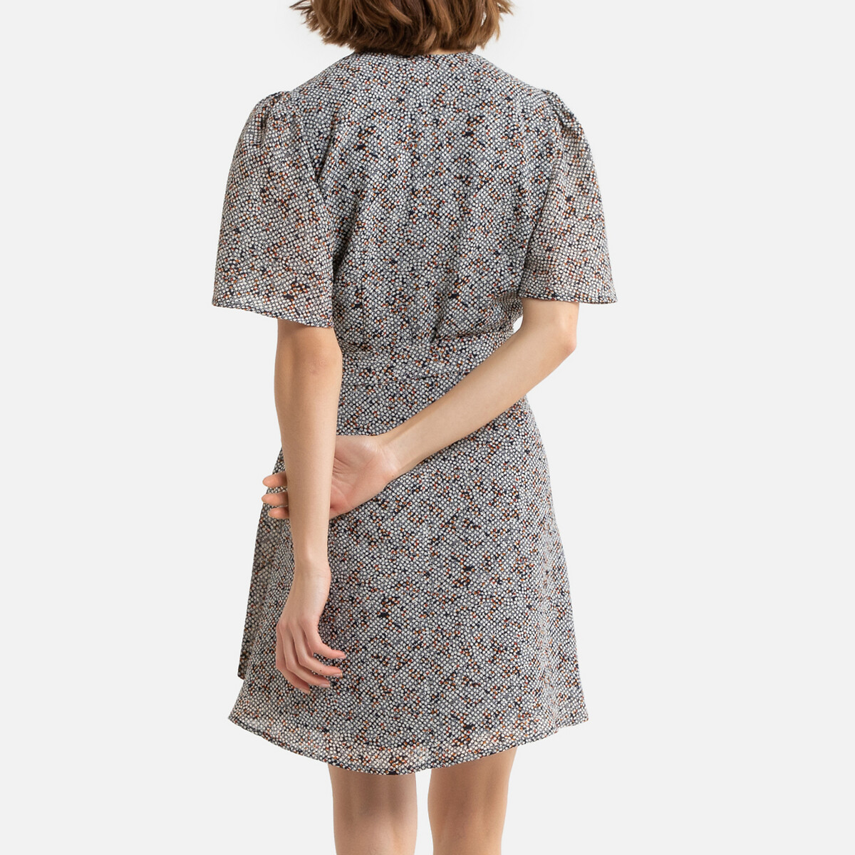 Платье LaRedoute С запахом и принтом короткое с короткими рукавами XS разноцветный, размер XS - фото 4