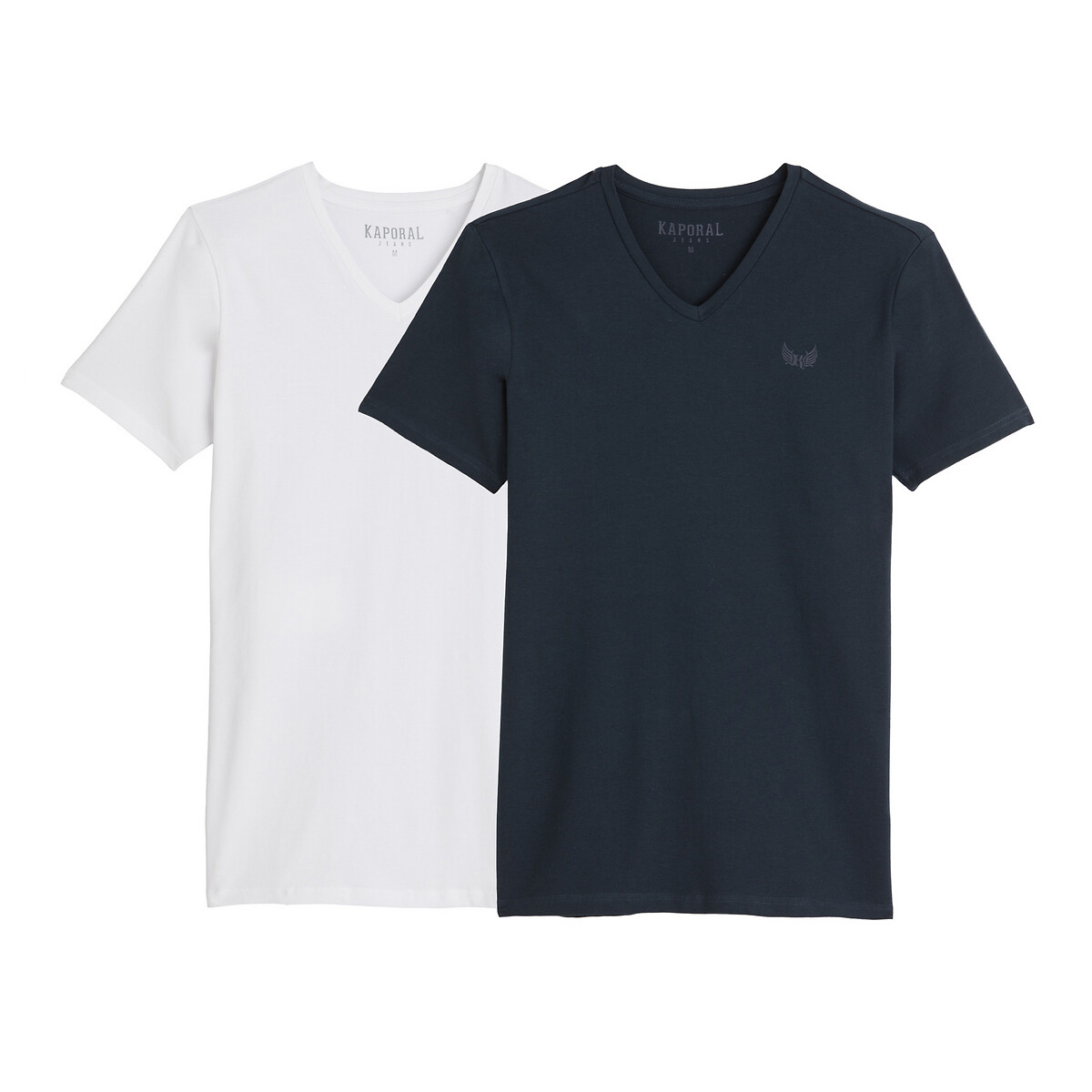 

Комплект из 2 футболок слим LaRedoute, Белый, С V-образным вырезом из ткани стрейч Gift M белый
