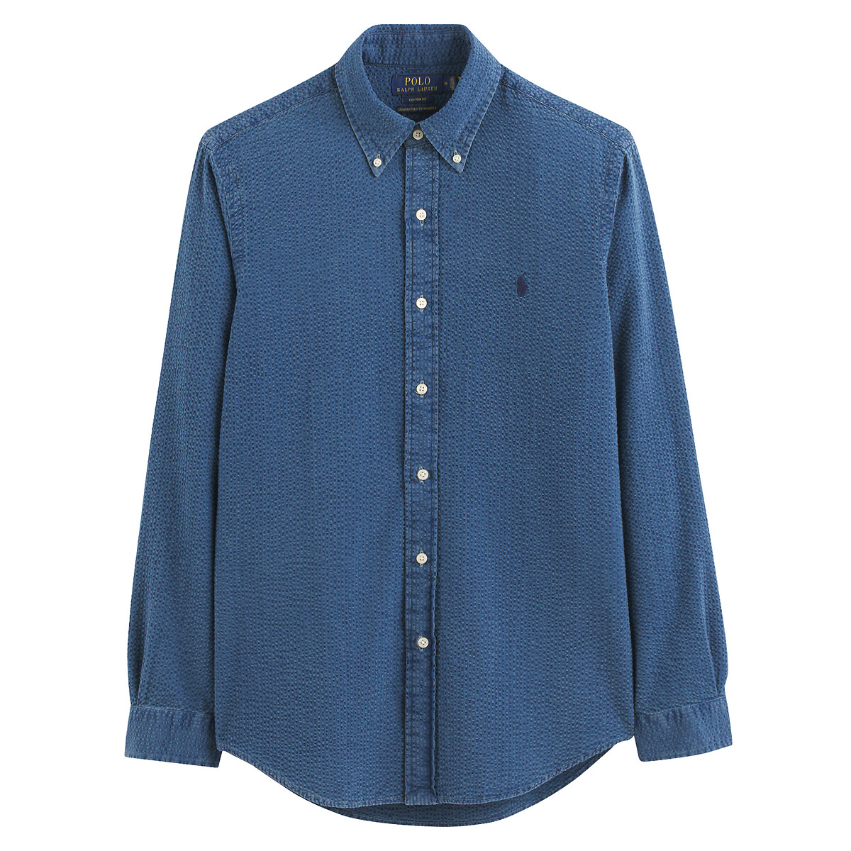 Рубашка узкая из легкой полосатой ткани XL синий рубашка из легкой полосатой ткани с вышитым логотипом s синий