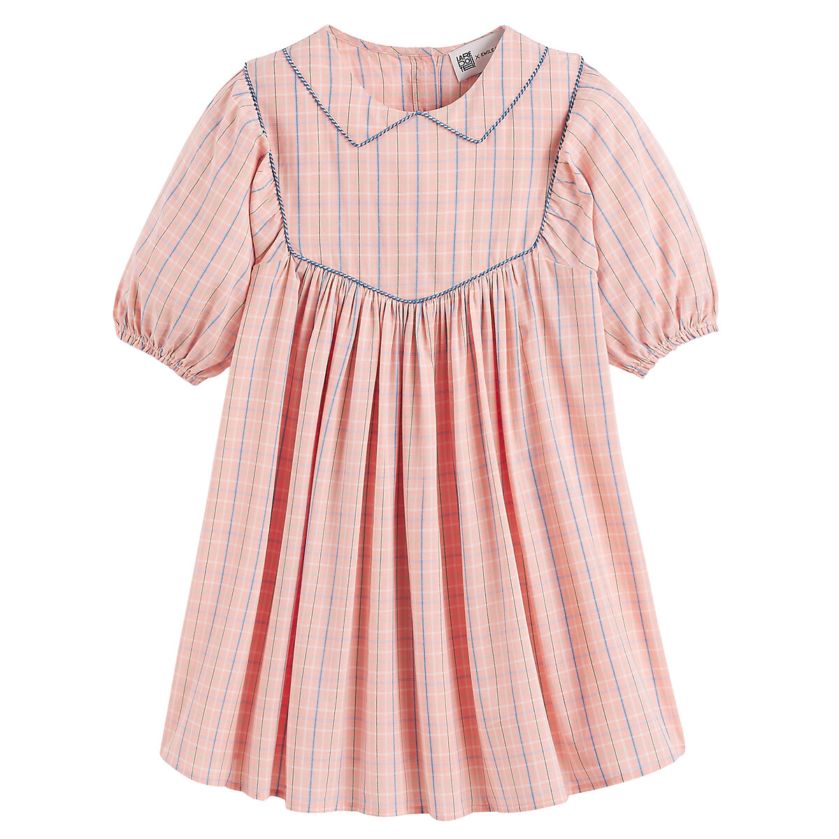 Платье в клетку с воротником-стойкой Claudine  6 лет - 114 см розовый LaRedoute, размер 6 лет - 114 см