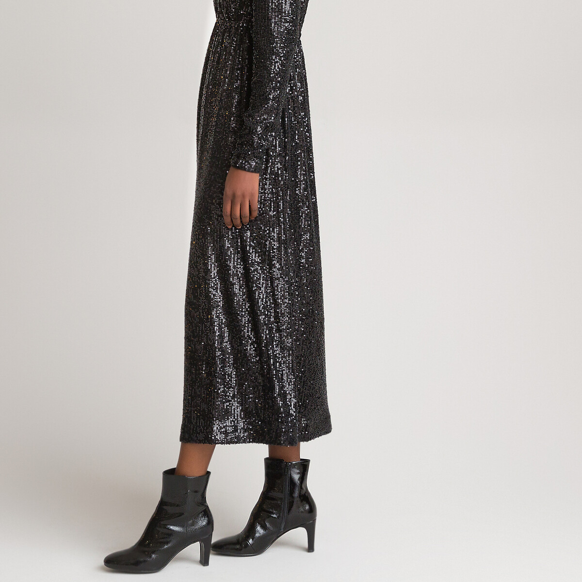 Платье LA REDOUTE COLLECTIONS Длинное с блестками длинные рукава 50 черный, размер 50 - фото 3