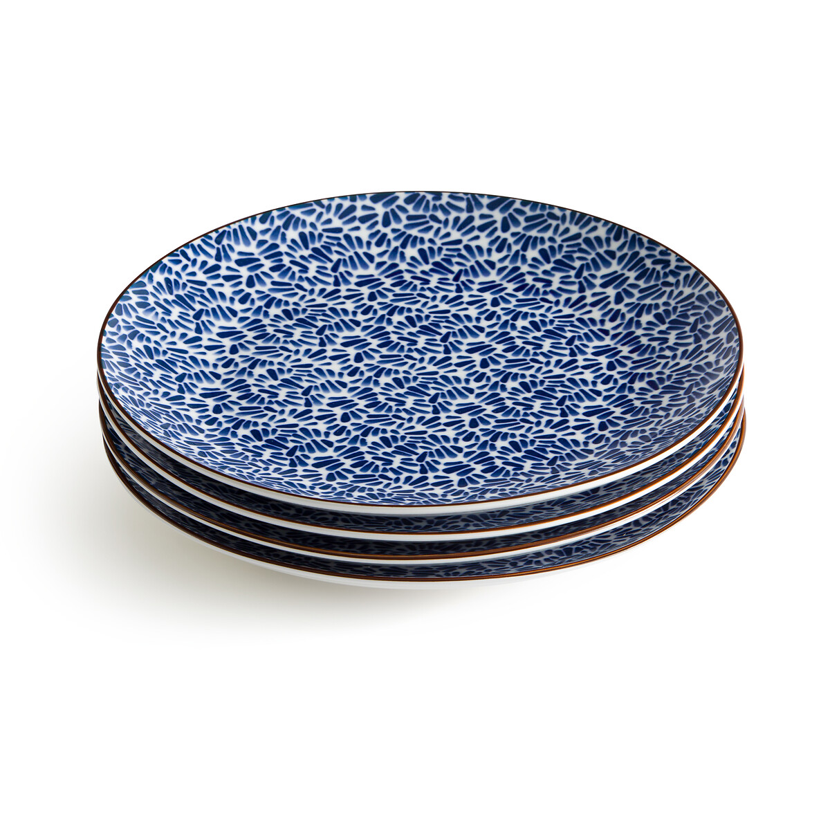 Комплект из четырех тарелок плоских С принтом ракушки Bowlia единый размер синий