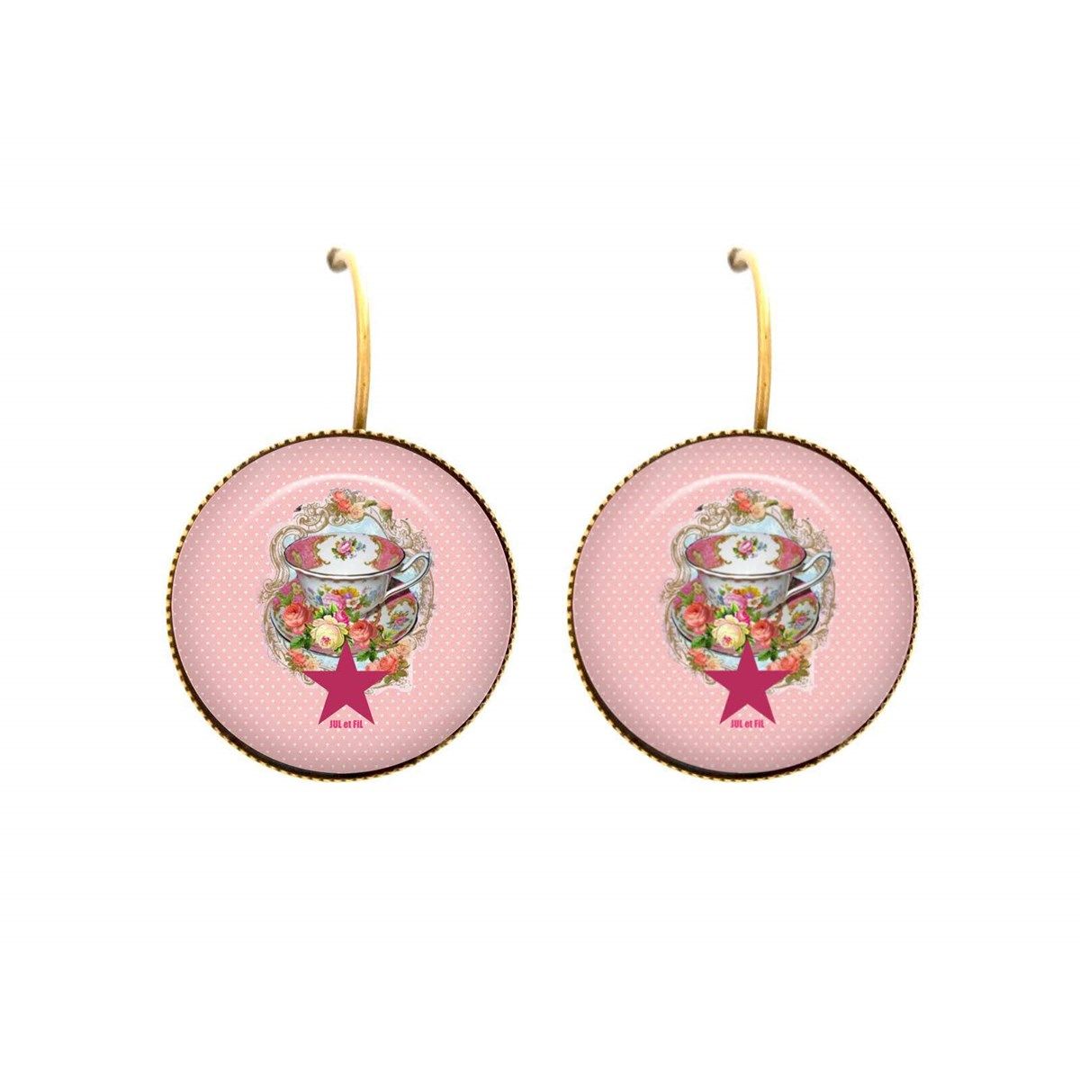 Dormeuses cabochon tea time étoile