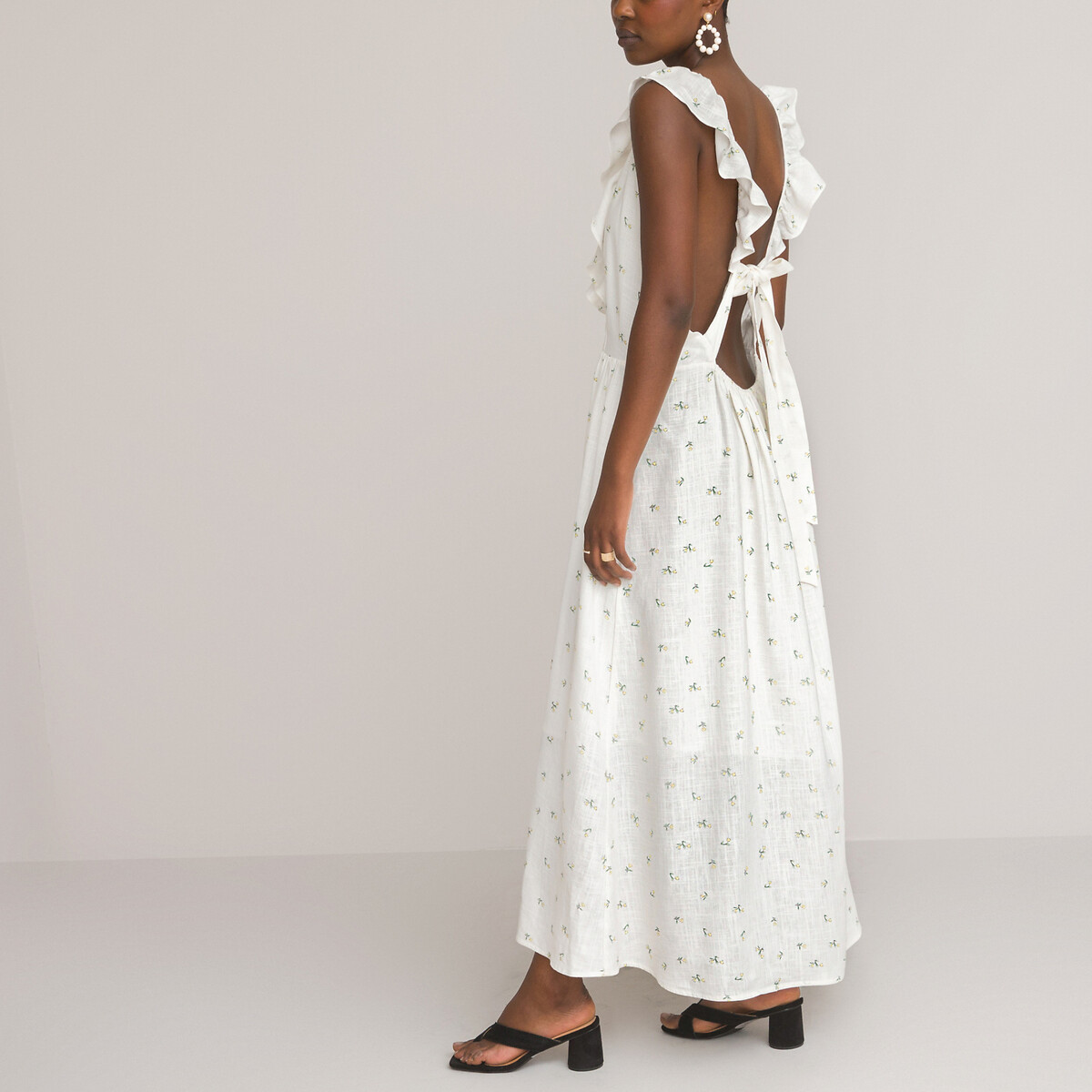 Платье LA REDOUTE COLLECTIONS Средней длины без рукавов Материал вискоза 42 белый, размер 42 - фото 4