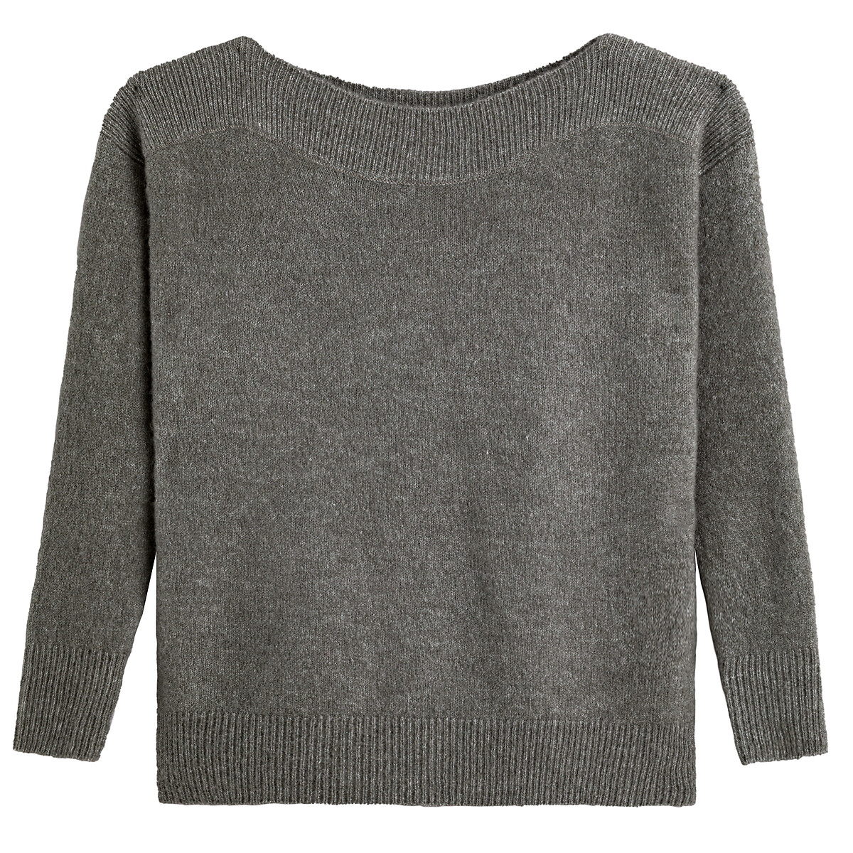 Пуловер LA REDOUTE COLLECTIONS С вырезом-лодочка из пышного трикотажа S серый, размер S - фото 5