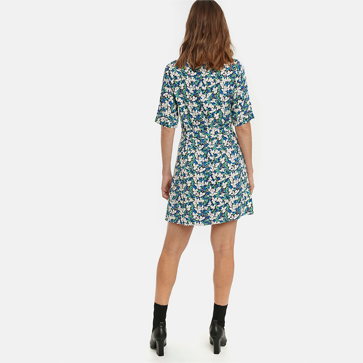 Платье-рубашка La Redoute Короткое короткие рукава L синий, размер L - фото 4