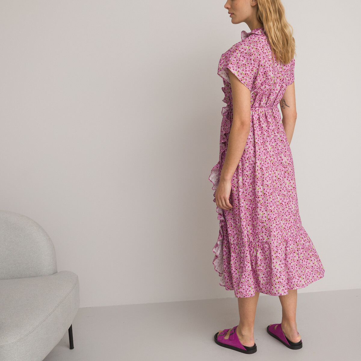 Платье Для периода беременности с воланами 50 розовый LaRedoute, размер 50 - фото 4
