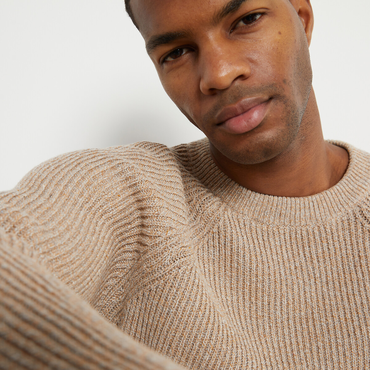 Пуловер с круглым вырезом  S бежевый LaRedoute, размер S - фото 3